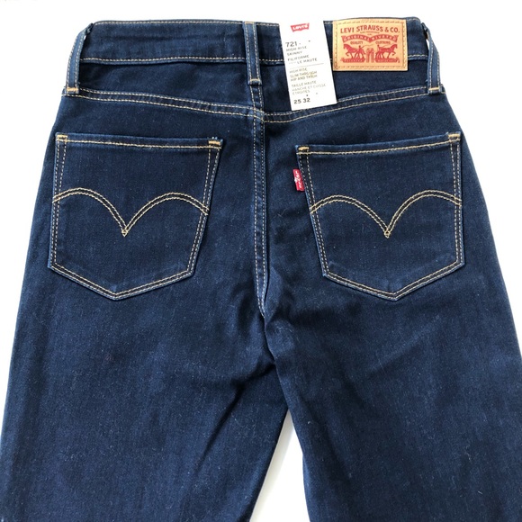 Levi’s 721 High-Rise Skinny- Dark Blue- LONG- NWT - Picture 8 of 12